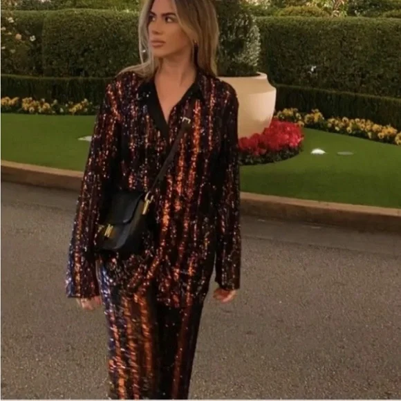 NWT Zara Luxury Party Blogger’s and Celebrity Favorite Sequin Shirt/Top
